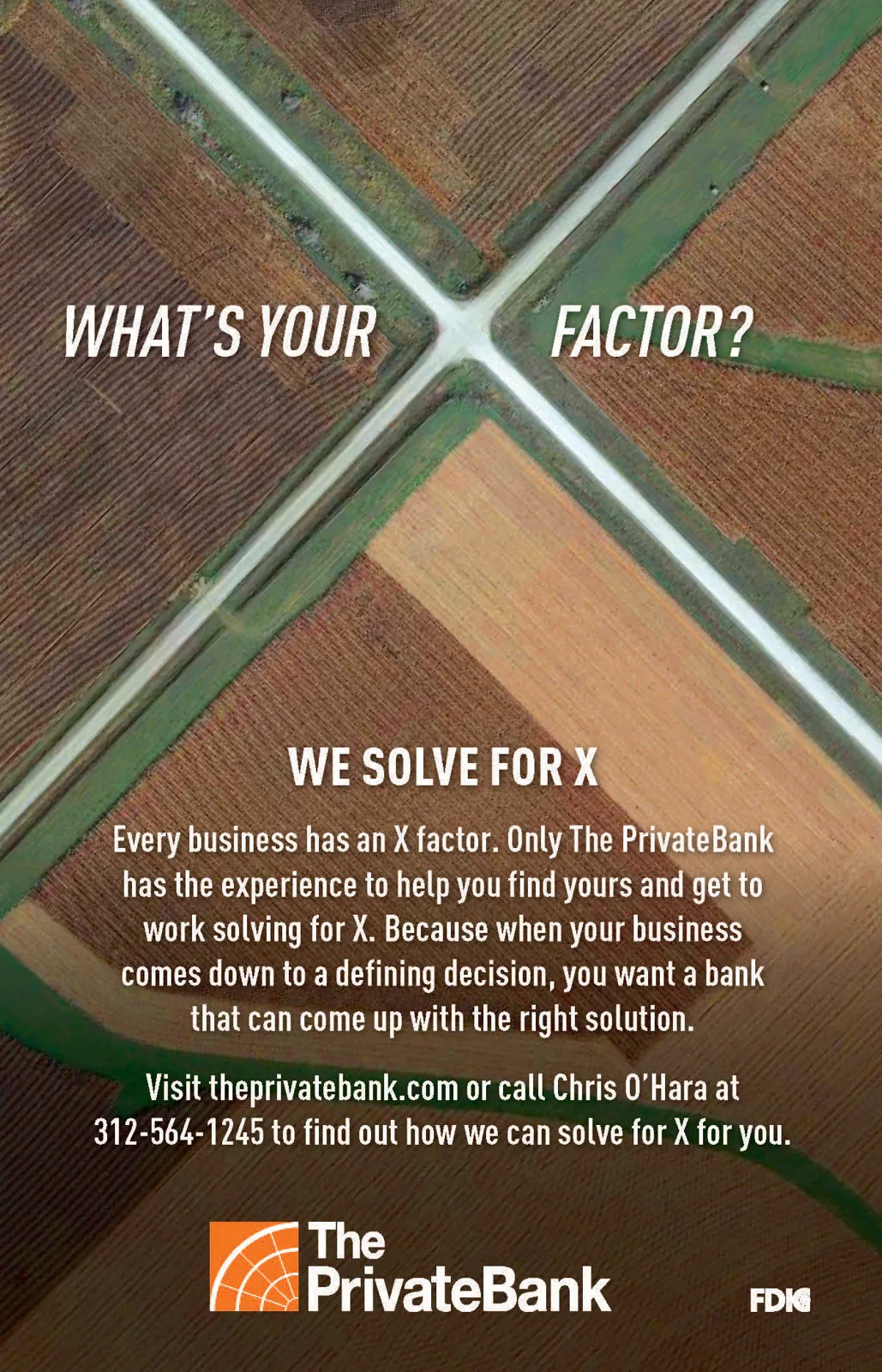 What's your X factor ad showing crop fields crossed by two roads